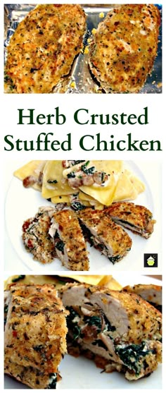 Baked Herb Crusted Stuffed Chicken Breast. Juicy and tasty chicken, using fresh ingredients, healthy and ABSOLUTELY PERFECTLY DELICIOUS! oh yum!! | Lovefoodies.com Fancy Baked Chicken, Herb Stuffed Chicken, Entertaining Meals, Flavored Chicken, Juicy Baked Chicken, Chicken Tonight, Poultry Dishes, Stuffed Chicken Breast, Tasty Chicken