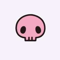 a pink skull with black eyes on a white background