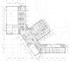 an architectural drawing shows the floor plan for a building with multiple floors and lots of windows