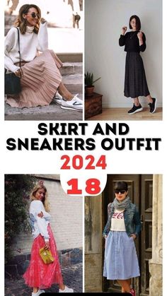 Skirts And Sneakers Outfit, Midi Skirt Sneakers, Skirt And Sneakers Outfit, Skirts With Sneakers, Sneakers Outfit Work, Winter Sneakers Outfit, Sneakers Outfit Casual, Clothing Wardrobe, Chic Skirt