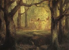 an image of a painting of people in the woods