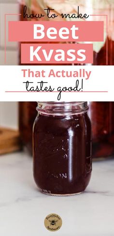 a jar filled with beet kaas sitting on top of a counter