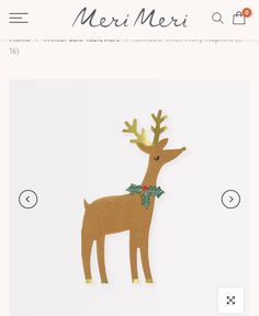 a paper cut out of a reindeer with holly wreaths on its antlers and the words meri meri