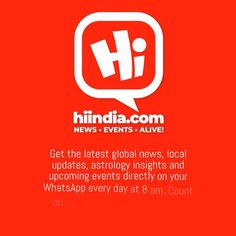 a red background with the words, get the latest global news and upcoming events directly on your whatsapp every day at 8am