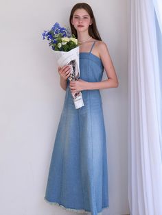 This is a romantic and feminine dress by EIGHT DAYS A WEEK that is made out of high quality and sturdy material. With distinctive mood of the design and comfortable wear, you can style it for your casual daily outfit.- Sturdy and soft denim fabric- Back elastic banding detail- Trendy and feminine mood Light Blue Cotton Maxi Dress For Spring, Elegant Midi-length Denim Dress For Spring, Light Wash Casual Midi Dress For Spring, Casual Light Wash Midi Dress For Spring, Chic Light Wash Midi Dress For Spring, Elegant Summer Denim Dress For Day Out, Spring Denim Maxi Dress, Denim Maxi Dress For Spring, Spring Denim Midi Dress