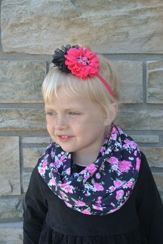 "Made out of a soft knit fabric, these scarves are the perfect fit for Little Misses ages 2 through 12 (approximately). The scarves measure approximately 18\" long by 4.5\" wide. The circumference of the scarf is approximately 36\". Infinity scarves are meant to be looped around the neck twice. Furthermore, the scarf is sewn in a loop with two layers so that the right side of the fabric is always shown off! *Listing is for Scarf ONLY!* PLEASE NOTE: Proper supervision should be provided for littl Baptism Headband, Pastel Bows, Infinity Scarves, Drool Bib, Yoga Headband, Kids Scarf, School Accessories, Loop Scarf, Circle Scarf