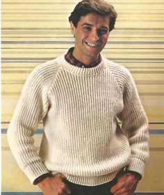 knit mens ribbed sweater long sleeves round neck knit in 2 pieces jumper tunic pullover vintage styl 1970s Sweater, Shawl Knitting, Vintage Knitting Patterns, Motif Vintage, Pdf Knitting Pattern, Sweater Jumper, Conversion Chart, Men's Knit, Chunky Sweater