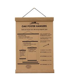 an oak poster hanger with instructions on it