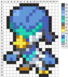 a cross stitch pattern with squares and numbers