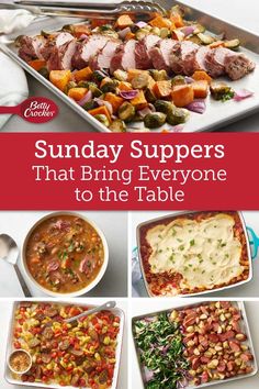 the cover of sunday suppers that bring everyone to the table, including meat and veggies