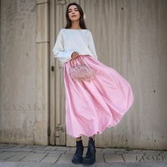 Lasaky - Elegant High Waist Silk-Satin Midi Balloon Skirt with a Minimalist Solid Color Design Tutu Women, Balloon Skirt, Vintage Party Dresses, Silk Maxi Skirt, White Maxi Skirts, Ankle Length Skirt, Nature Dress, Heart Clothes, Party Rock