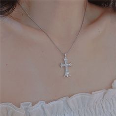 Color: Necklace Fashion Element: Cross Style: Affordable luxury style Hot Necklaces, Necklace Couple, Couple Necklace, Color Necklace, Couple Necklaces, Diamond Cross Pendants, Diamond Cross, Luxury Style, Watch Necklace