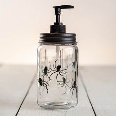 Spiders Soap Dispenser - D&J Farmhouse Collections Lotion And Soap Dispensers, Ceramic Soap Dispenser, Mason Jar Soap Dispenser, Hand Soap Dispenser, Goth Home Decor, Clear Glass Jars, Kitchen Soap, Liquid Hand Soap, Lotion Dispenser