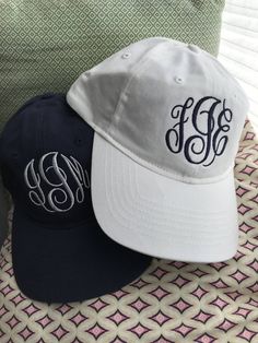 "Design your own colorful, fun baseball cap!  Choose cap color, thread color, and monogram style and end up with a one-of-a-kind cap to wear year round.  Caps are 100% cotton with an adjustable strap in the back and brass hardware for a perfect fit. Monogram will be approximately 2.0-2.5\" inches tall, depending on font style chosen.   **Please include in notes to seller: [ ] thread color  [ ] initials - in order as desired to be on cap - (ex. Sarah Ann Hanson would be sHa)  Please feel free to Baseball Monogram, Sarah Ann, Monogram Styles, Font Style, Font Styles, Brass Hardware, Trucker Cap, Design Your Own, Baseball Cap