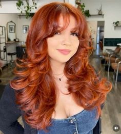 Ginger Hair With Bangs, Copper Hair Long, Cheveux Oranges, Haircuts For Long Hair With Layers, Red Hair Inspo, Lace Fronts, Hair Idea, Long Layered Haircuts