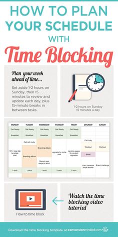 an info sheet with the text how to plan your schedule with time blocking on it