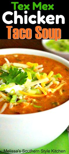 a close up of a bowl of taco soup