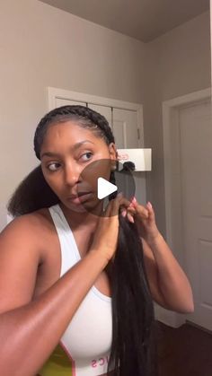 Tee 🤍 | Natural Hair on Instagram: "Quick, cute, & most importantly… EASY 🥳    That’s the hairstyles we’re going for all summer long! Tea down below ⬇️   🤍 60” Prestretched Kankelon Braiding Hair  🤍 The braids in the front are my hair, no hair added!  🤍 The two braids in the back took 1 bundle each of braiding hair.  🤍 Both ponytails have TWO braids, divide your hair evenly & that’s your two braids. 4 total!  🤍 There are only 4 parts. The front is slanted, the back is straight down the middle.  🤍 It took about 1 hour & 30 mins! The braids stop mid butt!     The 3-way mirror is still linked in my Amazon SF under “Natural Hair Essentials” ✨ its a lifesaver for protective styles that require even the simplest parting!   Follow @teerachelle_ for More Curly Content & Tips 📲   #protecti Diy Easy Protective Hairstyles, Braid In Front Ponytail In Back, Two All Back Hairstyle, Up And Down Braid Hairstyles Black Women, Braids In Front With Ponytail, Quick Lasting Hairstyles Black, Easy Protective Styles With Braiding Hair, Twist Using Braiding Hair, Quick Hairstyles Braiding Hair