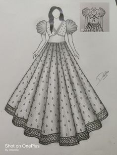 a drawing of a woman in a dress