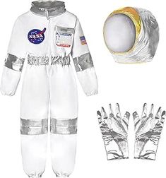 an astronaut's space suit and gloves are shown