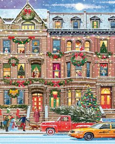 Christmas in the City (1802pz) - 1000 Piece Jigsaw Puzzle Nyc Brownstone, Christmas In The City, Christmas Phone Wallpaper, Animated Christmas, Christmas Scenes, 1000 Piece Jigsaw Puzzles, White Mountain, Noel Christmas, Christmas Mood