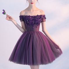 Quinceañera Dresses, Off Shoulder Evening Gown, Purple Homecoming Dress, Prom Inspiration, Purple Prom, Cute Homecoming Dresses, Tulle Homecoming Dress, 파티 드레스, Purple Prom Dress