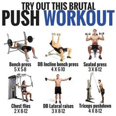 a poster showing the different exercises to do in a push - up workout for men