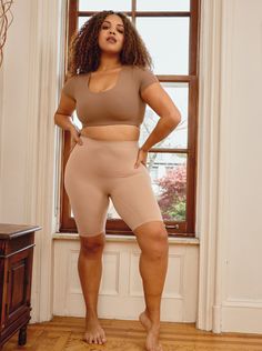 The perfect starter short for first-timers. This buttery soft short makes any outfit approximately 15x as comfortable. Thigh chafe? We don’t know her. Shapewear Shorts For Loungewear, Short Length Shapewear Shorts For Loungewear, Comfortable Fitted Shorts, Fitted Beige Athleisure Shorts, Supportive Mid-thigh Length Bottoms With Built-in Shorts, Comfortable Fitted Solid Shorts, Supportive Mid-thigh Bottoms With Built-in Shorts, Stretch Mid-thigh Length Shorts With Soft Touch, Non-stretch Cotton High-waisted Shorts