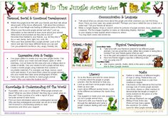 the jungle story poster with animals and other things to read on it's page