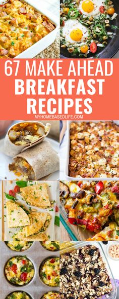 six different breakfast dishes with text overlay that reads, 6 make ahead breakfast recipes