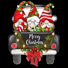 an image of santa clause in the back of a car with christmas decorations on it