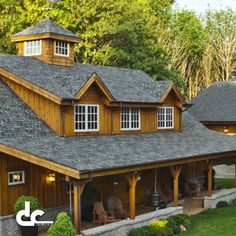 an image of a house that looks like it is built in the country side yard