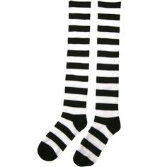 Complete your witch costume with these striped witch socks. These cotton and spandex stretch knit black and white striped socks are designed as knee-length and measure 30 inches long. These socks are one size fits most because the last thing you want while casting spells and hexes is to have exposed ankles. Black Knee-high Socks For Cosplay, Long Gothic Socks, Fitted Thigh-high Halloween Socks, Black And White Striped Socks, Black Fitted Knee-high Socks For Halloween, Fitted Striped Knee-high Socks, Black Stretch Harajuku Knee-high Socks, Witch Costume, Costume Themes