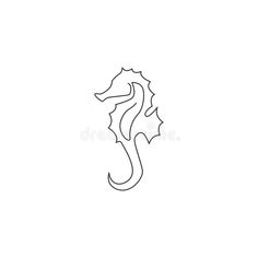 a sea horse line drawing on white background royalty illustration stock images and clippings