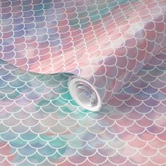 an image of a wallpaper with pastel mermaid scales on it's surface