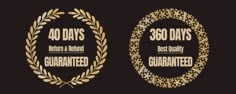 two gold laurel wreaths with the words 30 days and 350 days