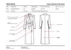 the technical diagram for a trench coat