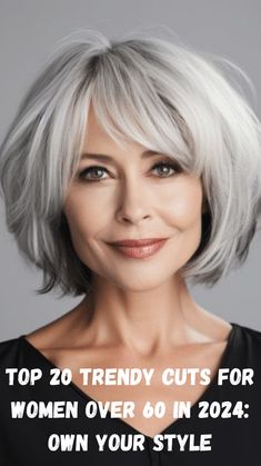 Embrace your style with these top 20 trendy cuts for women over 60 in 2024. From short and sassy pixie cuts to elegant bob styles, these haircuts are all about highlighting your confidence and personal flair. Whether you want something bold and daring or a more subtle, refined look, these trendy haircuts will help you feel empowered and stylish as you step into the new year. Hairstyles For Women With Receding Hairline, Wiglets For Short Hair, Medium Bobs For Fine Hair Over 50, Bob For 60 Year Old, Short Hair Styles Over 50 Older Women, French Bob Gray Hair, Haircut For Fine Thick Hair, Medium Length Haircut For 60 Year Old Women, Short And Sassy Haircuts Over 50