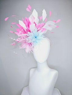 From the 2025 Featured Milliner of the Kentucky Derby Museum  Gorgeous Kentucky Derby hat fascinator  kentucky derby hat fascinator zigzag light pink and light baby blue feather flowers with blush pink and white branching feathers   stretch headband attachment.  each hat is totally one of a kind! no two are alike! * I can add feathers or flowers to any existing hat to help customize your look for a small fee. Message me for requests, I am happy to help!  *All hats are sold as displayed. No retur Diy Kentucky Derby Hat, Feather Flowers, Derby Hats Fascinators, Hat Fascinator, Kentucky Derby Hats, Stretch Headband, Feather Flower, Kentucky Derby Hat, Derby Hat