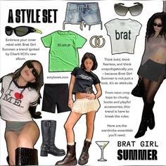 #brat #outfitidea #charlixcx Brat Night Outfit, Y2k Club Fashion, Brat Outfits Aesthetic, Charlixcx Brat Outfit