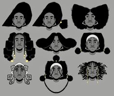 Poc Drawing, Blk Hairstyles, Warrior Inspiration, Braids And Locs, Hair Sketch, Black Artwork