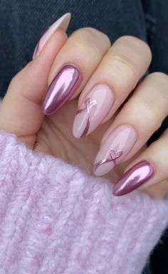 Pink Nail Art Designs, Pink Chrome Nails, Chrome Nail Art, Chrome Nails Designs, Pink Nail Art, Metallic Nails, Nail Designs Spring, Classy Nails, Valentine's Day Nails