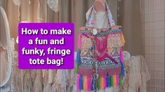 there is a pink sign that says how to make a fun and funky, fringe tote bag