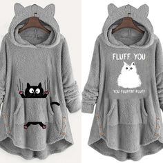 Autumn and Winter Plush Cartoon Printed Long Sleeved Pullover with Hooded Pocket, Loose Casual Hoodie for Women