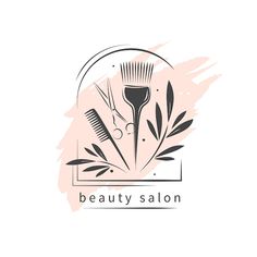 the logo for beauty salon with scissors and combs