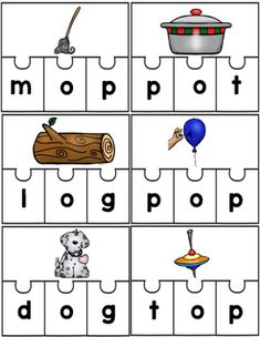 a puzzle with words and pictures to match the word's name in each letter