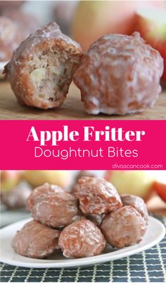 apple fritter doughnut bites on a plate