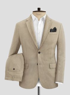 Looking smart and sophisticated at a beach wedding or on holiday is easy with our Solbiati Art Du Lin Beige Linen Suit. Crafted from pure linen, this suit is perfect for the warmer seasons, offering both style and comfort. Additionally, it is dyed in a solid beige colorway, creating a fuss-free aesthetic. Invest in this luxurious linen suit to add a versatile and classic piece to your wardrobe. 
 
Look Includes   Solbiati     Art     Du     Lin     Beige     Linen  Fabric  Two Button Jacket Styl Beige Linen Suit For Wedding, Fitted Beige Linen Suit, Classic Beige Linen Suits, Summer Wedding Linen Blazer, Tailored Beige Linen Suit, Single-breasted Linen Wedding Suits, Tailored Linen Suit For Wedding, Beige Linen Wedding Suit, Beige Linen Suit