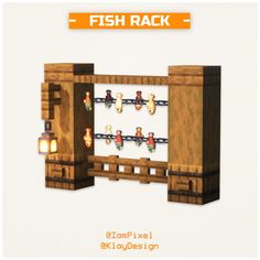 the fish rack is made out of wood