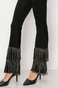 ~ Flare Bottoms with Fringe~ Stretchy Material Fabric: 92% POLY, 8% SPANLabel: Vocal Dark Costumes, Fringe Pants, Flare Bottoms, Spiritual Fashion, 70s Party, Ragamuffin, Three Layer, Black Media, Flare Pants